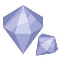 Two violet geometric diamonds sparkling on white background vector