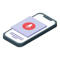 Mobile phone showing voice search app isometric view vector