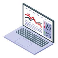 Laptop showing declining stock market graph with red arrow vector