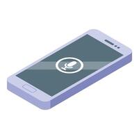 Smartphone showing voice assistant app icon recording audio vector