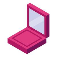 Pink makeup case open showing mirror isometric icon vector