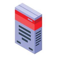 Cardboard box standing up showing its front side with red label vector