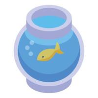 Goldfish swimming in a modern round aquarium with water and air bubbles vector