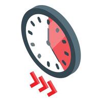 Clock showing deadline approaching with red color sign vector