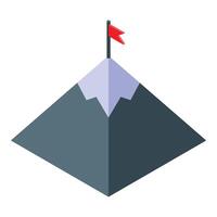 Mountain peak with red flag representing achieving business goals vector