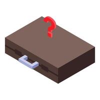 Brown briefcase with question mark isometric icon vector