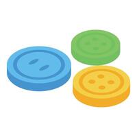 Three colorful buttons lying on white background vector