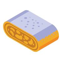 Apple strudel cake showing filling isometric view vector
