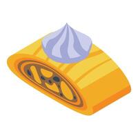 Delicious strudel with whipped cream topping isometric view vector