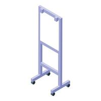 Empty whiteboard on wheels stand isometric view vector