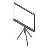 Empty projection screen standing on tripod for presentations vector