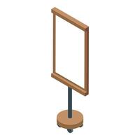 Empty whiteboard for presentation is standing on wheels isometric view vector