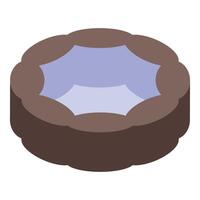 Inflatable pool with water lying on ground vector