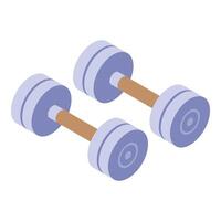 Two dumbbells lying on the floor are waiting for bodybuilder vector