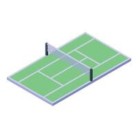 Isometric tennis court showing net and playing field vector