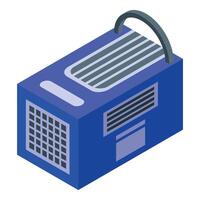 Blue mining hardware is performing bitcoin mining at home vector
