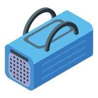 Portable pet carrier for travel with ventilation grid vector