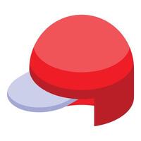 Red baseball cap lying on side isometric icon vector