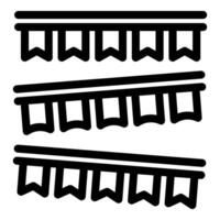 Three rows of black and white bunting flags hanging on a line for parties, festivals, and celebrations vector