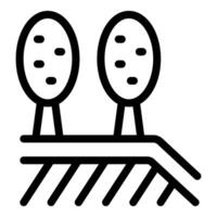 Two trees growing on eroded ground line icon, soil erosion concept vector