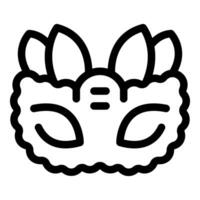 Simple line drawing of a venetian carnival mask with feathers vector