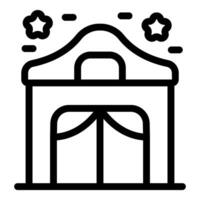 Circus tent standing under starry sky with opened curtains vector