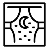 Window showing moon and stars at night line art icon vector