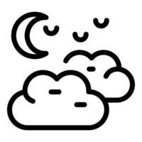 Crescent moon shining over clouds during night time vector