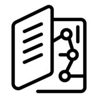Open book icon showing data analysis and information research vector