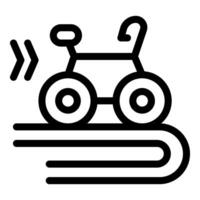 Bicycle moving fast on road with motion lines icon vector