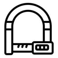 Electronic bike lock securing bicycle with digital display vector