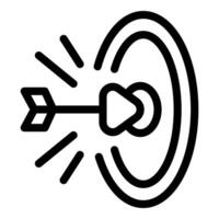 Simple bold lineart style icon of arrow hitting target vector