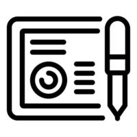 This simple, bold icon represents the concept of signing an electronic contract vector