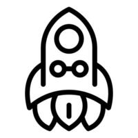 Simple bold lineart icon of rocket launching upwards vector