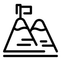 Reaching the top of the mountain with flag showing success icon vector