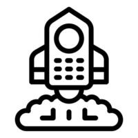 Mobile phone launching like rocket from cloud computing system vector