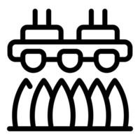 Smart farm automated system scanning and analyzing crops for optimal growth icon vector
