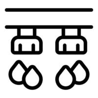 Automated irrigation system delivering water drops to plants, smart farming technology icon vector