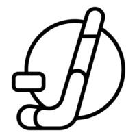 Hockey stick and puck minimalist icon representing winter sports and competition vector