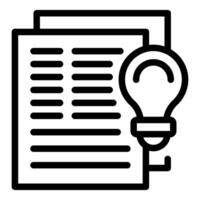 Light bulb shining next to paper representing innovative idea generation vector