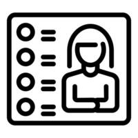 Businesswoman choosing from multiple choice on digital tablet with data analysis vector