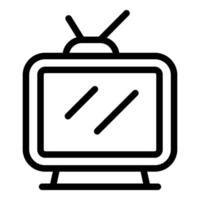 Simple black outline icon of television set with static screen displaying vector