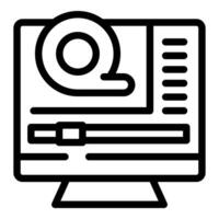 editing software interface with timeline and measurement tape displaying on computer screen vector