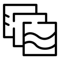 Minimalist black and white icon of three overlapping squares with different textures representing layers vector