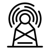 Radio tower transmitting signals with waves extending outward vector
