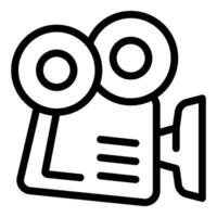 Classic movie camera is recording on a white background vector