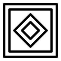 Minimalist black and white diamond shape design element with double border vector