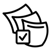 Check mark icon validating a stack of digital documents for business approval vector
