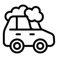 Car side view emitting smoke from the hood line icon design vector