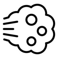 Simple black and white line drawing of a moving cloud of smoke with three circles inside vector